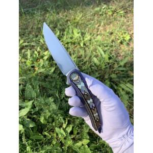 НОВА ГОТИКА колекційний скаладний ніж ручної роботи студії KUSTOM KNIVES, сталь Damasteel RWL-34, 61-62 HRC. Photo 2